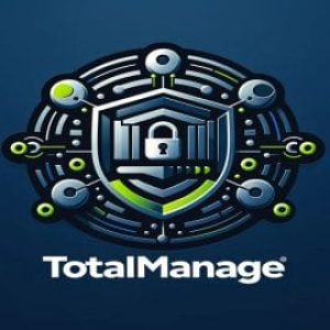 Cercle évoquant une porte de coffre-fort avec bouclier central et cadenas, symbolisant la sécurité et la protection intégrales offertes par TotalManage.