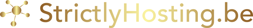 Logo officiel de StrictlyHosting.be en couleur or | Officieel logo van StrictlyHosting.be in gouden kleur